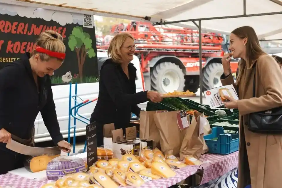 Kaastentje waar iemand een blokje kaas proeft